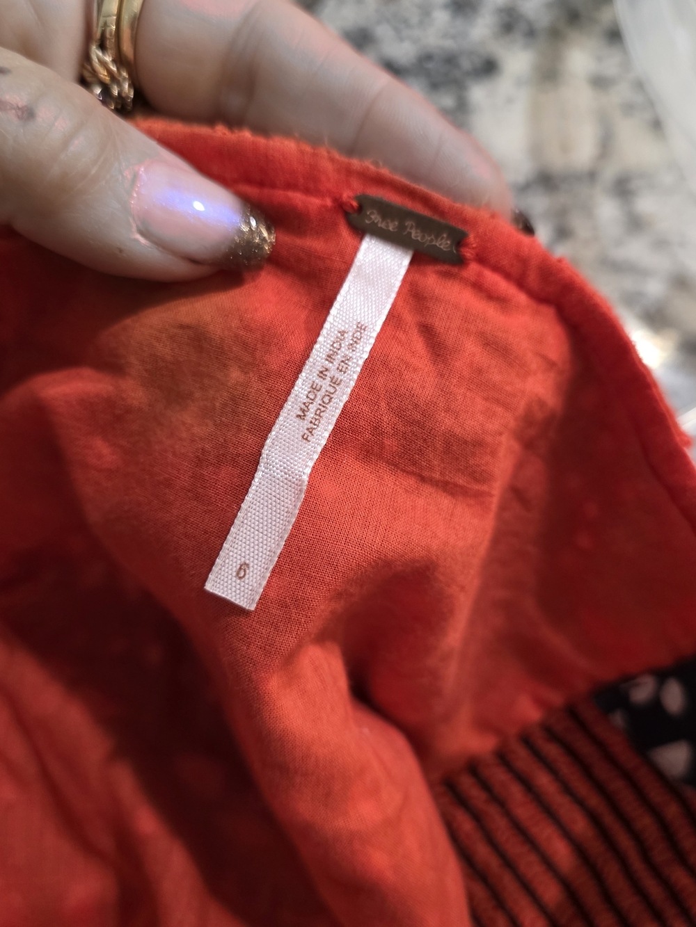 Free People Red High-Low Embroidered Sundress with Black Trim - Picture 3 of 3